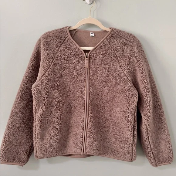 Uniqlo Women’s Soft Boa Fleece Long Sleeve Full Zip Teddy Cardigan Jacket Size M - Picture 2 of 6